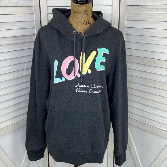 Aeropostale Aero One Love Pullover Hoodie Gray Multi Medium Unisex - Picture 1 of 13